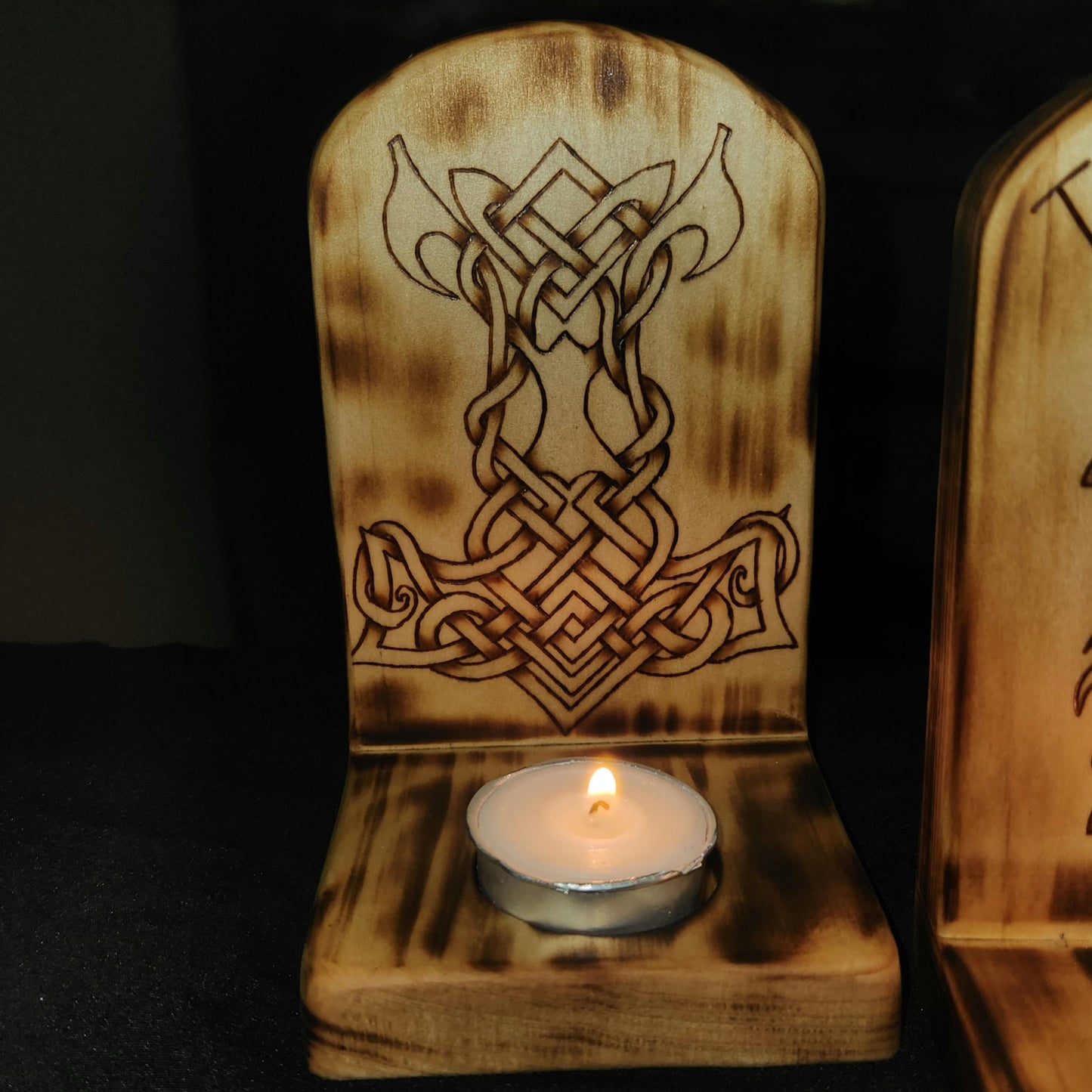 Wooden Tea Light Holder - Mjölnir