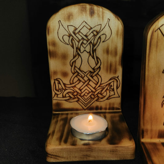 Wooden Tea Light Holder - Mjölnir
